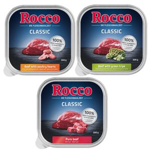 9x300g Rocco tálcás nedves kutyatáp vegyes próbacsomag- Classic Mix 1: marha pur, pacal, szárnyasszív