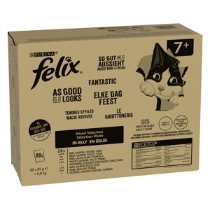 80x85g Felix Fantastic Senior marha, csirke, tonhal, lazac nedves macskatáp