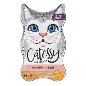 72x85g Catessy tálcás nedves macskatáp- Borjú-pástétom