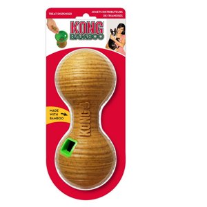 KONG Bamboo Feeder Dumbbell, világosbarna snackes kutyajáték- M méret: kb. H 20 x Sz 9 cm