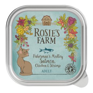16 x 100 g Rosie's Farm Adult lazac, csirke & garnéla nedves macskatáp 10% árengedménnyel